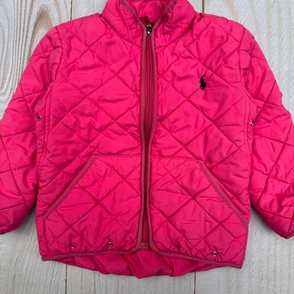 Polo Ralph Lauren Girls Toddler 2T Quilted Full Zip Jacket Pink - Picture 3 of 7